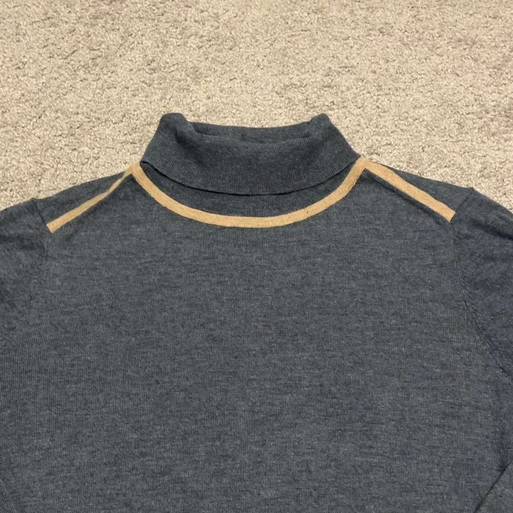 byetcetera Women XL Charcoal Grey‎ Turtleneck Sweater Wool Blend Trim
